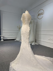 BYG-Z076 Luxurious Mermaid Wedding Dress with Trailing Vest and Lace