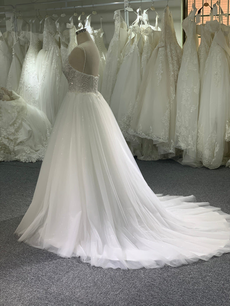 BYG lace up A line wedding dress