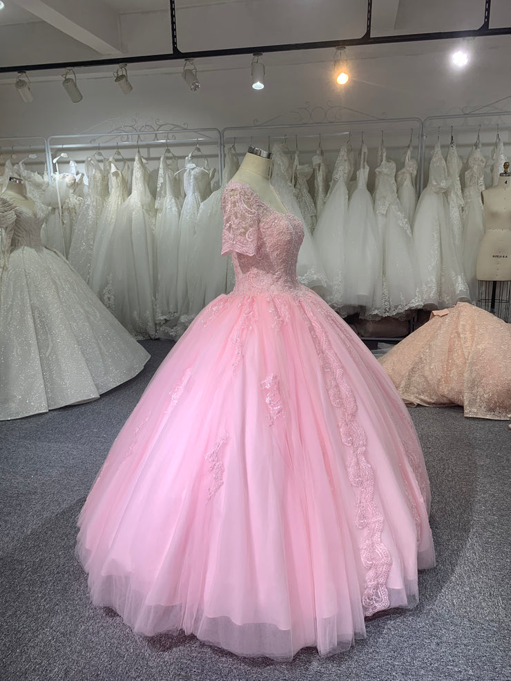 BYG pink color wedding dress