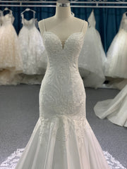 BYG spaghetti sleeves mermaid wedding dress