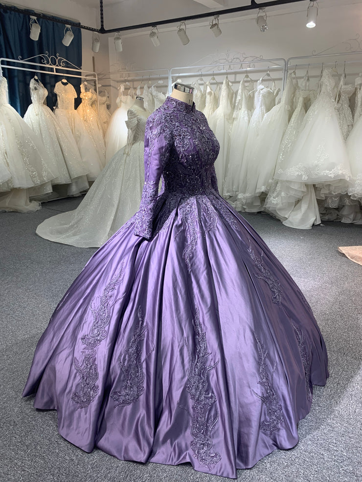 Vintage Lilac Ruffle Ball Gown Wedding Dress Spaghetti Strap FD1782 –  Viniodress