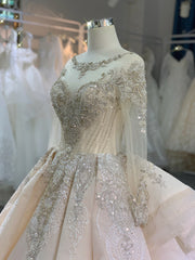 BYG luxury stunning heavy beadings wedding dress with cathedral train