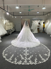 BYG Lace Long Veil 2 Layers Bridal Veil