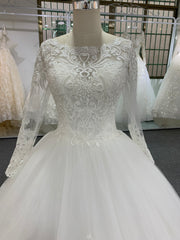 BYG long sleeves floor length lace ball gown