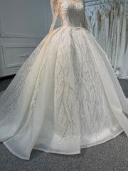 BYG-#Z302-Long-sleeved high-neck hand-beaded sequins large trailing tutu skirt wedding dress