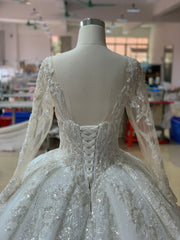 BYG luxury royal long sleeves wedding dress