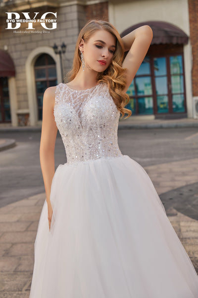 BYG #J27 good quality good price beautiful A line wedding dress
