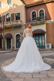 BYG #J11 beading tulle dress simply A line wedding dress