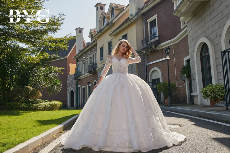 BYG #B202 bling crystal beaded wedding gown