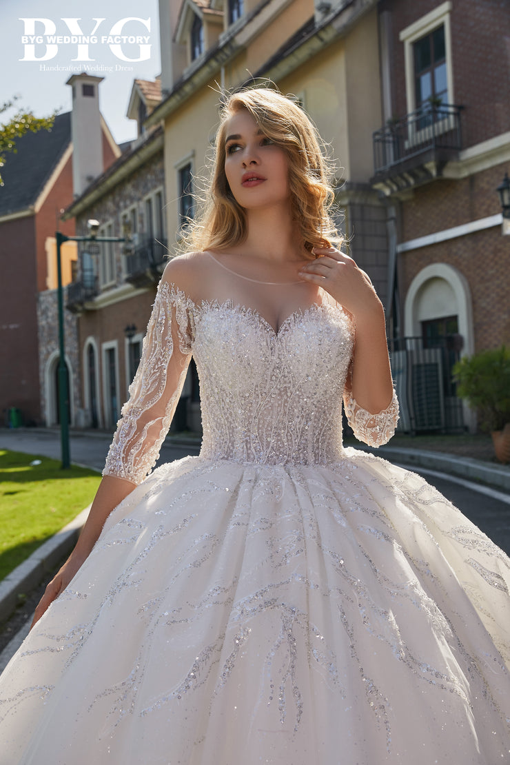 BYG #B202 bling crystal beaded wedding gown BYG Wedding Factory BYG #B202 bling crystal beaded wedding gown BYG Wedding Factory