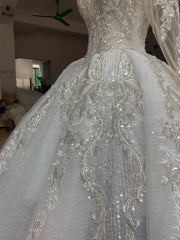 BYG luxury royal long sleeves wedding dress
