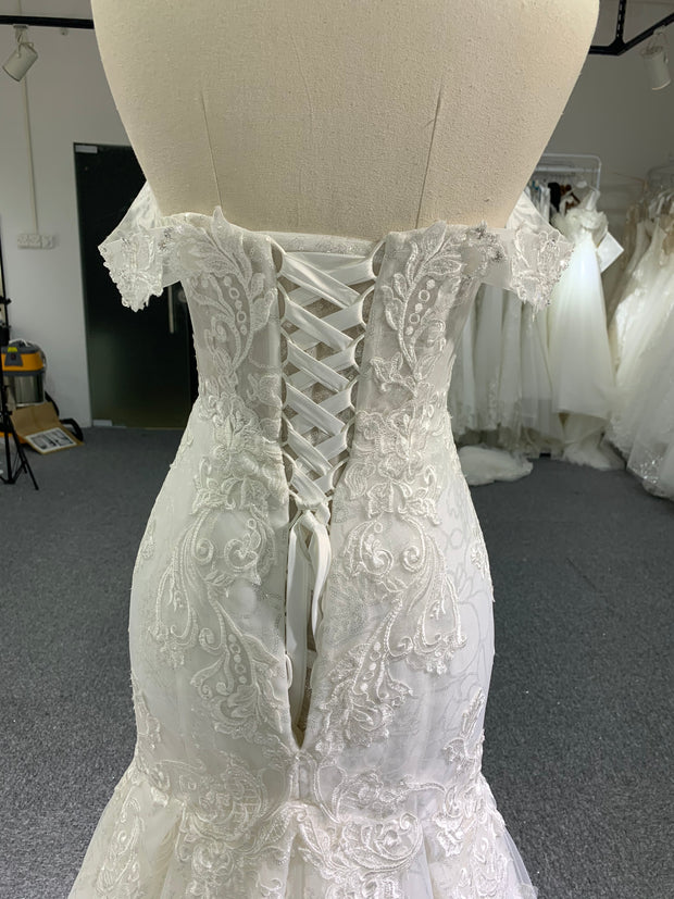 BYG off the shoulder lace sweetheart mermaid wedding dress