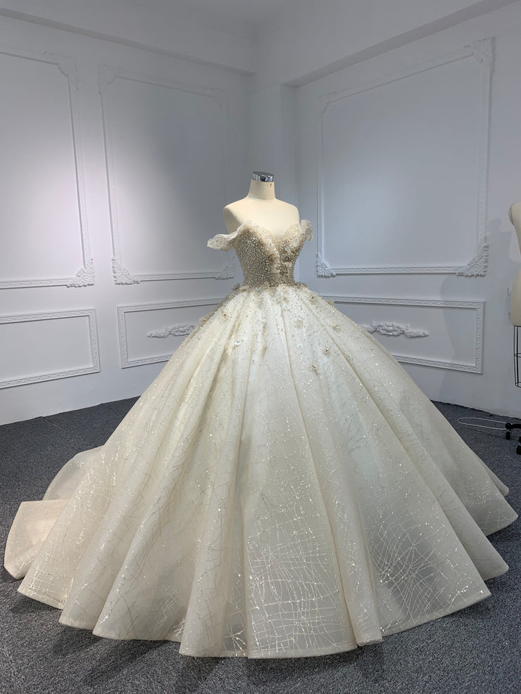 BYG-#PD017-One-shoulder atmospheric design with strong hand-beaded cha BYG Wedding Factory BYG-#PD017-One-shoulder atmospheric design with strong hand-beaded cha BYG Wedding Factory