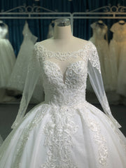 BYG lace beaded long sleeves wedding dress