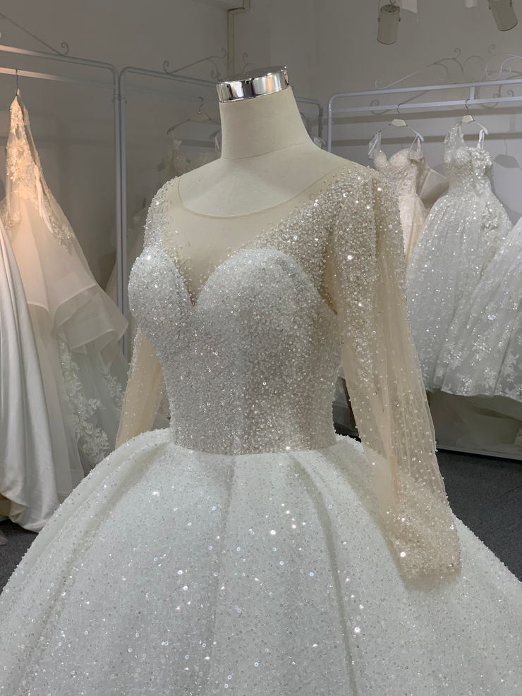 BYG luxury high end heavy beading crystal bridal gown