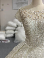 BYG newest portrait cap sleeves lace wedding dress