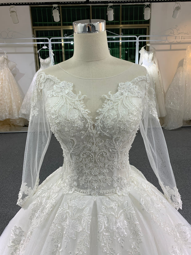 BYG hot sale style long sleeves wedding dress