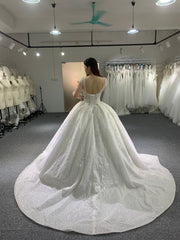 BYG luxury glitter long sleeves wedding dress