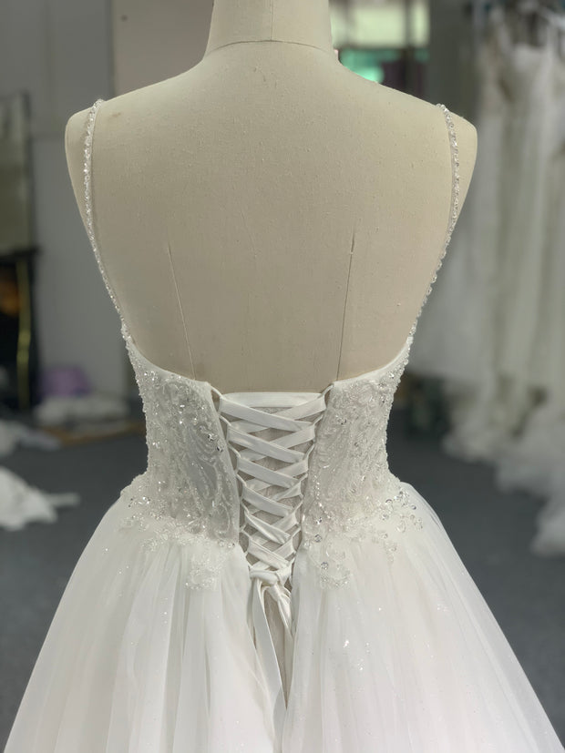BYG lace up A line wedding dress