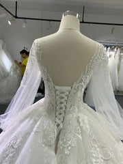 BYG puff sleeves princess wedding dress