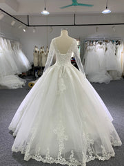 BYG scoop neck long sleeves lace wedding dress