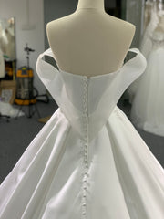 BYG elegant satin off the shoulder wedding gown
