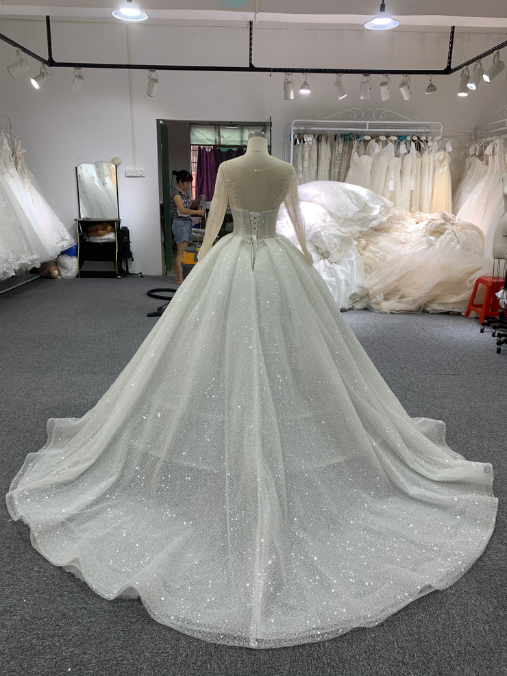 Lauren Elaine Maiden | Corset Lace Illusion Crystal Wedding Dress