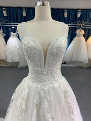 BYG lace beadings A line wedding dress