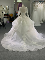 BYG luxury layering long sleeves wedding dress