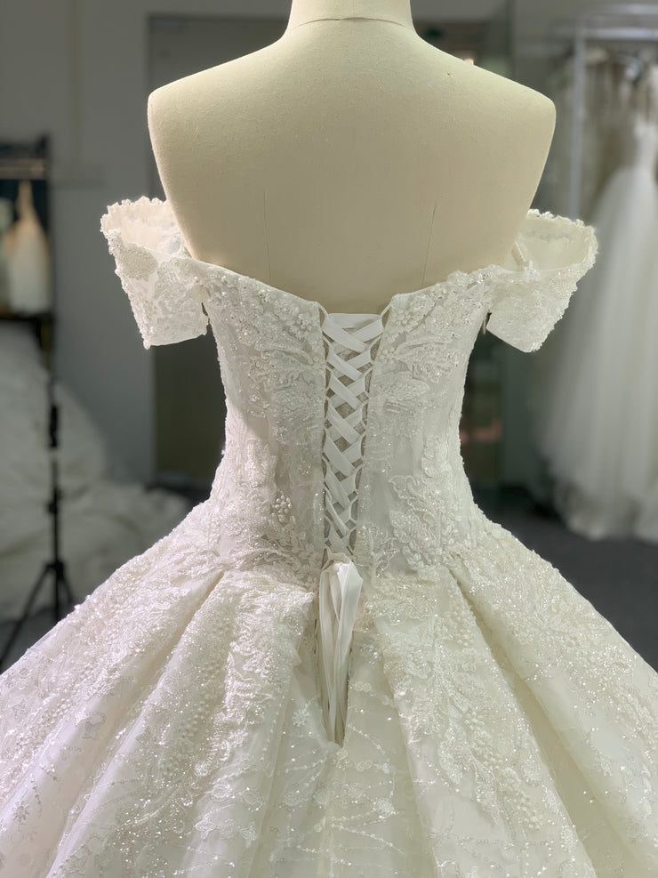 BYG #29755 full lace off the shoulder wedding dress